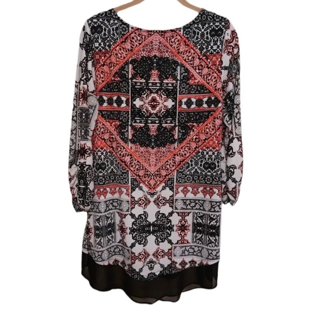 Style & Co Studded Tunic Blouse | Boho Tribal Print | 3/4 Sleeve | XL - Picture 6 of 7